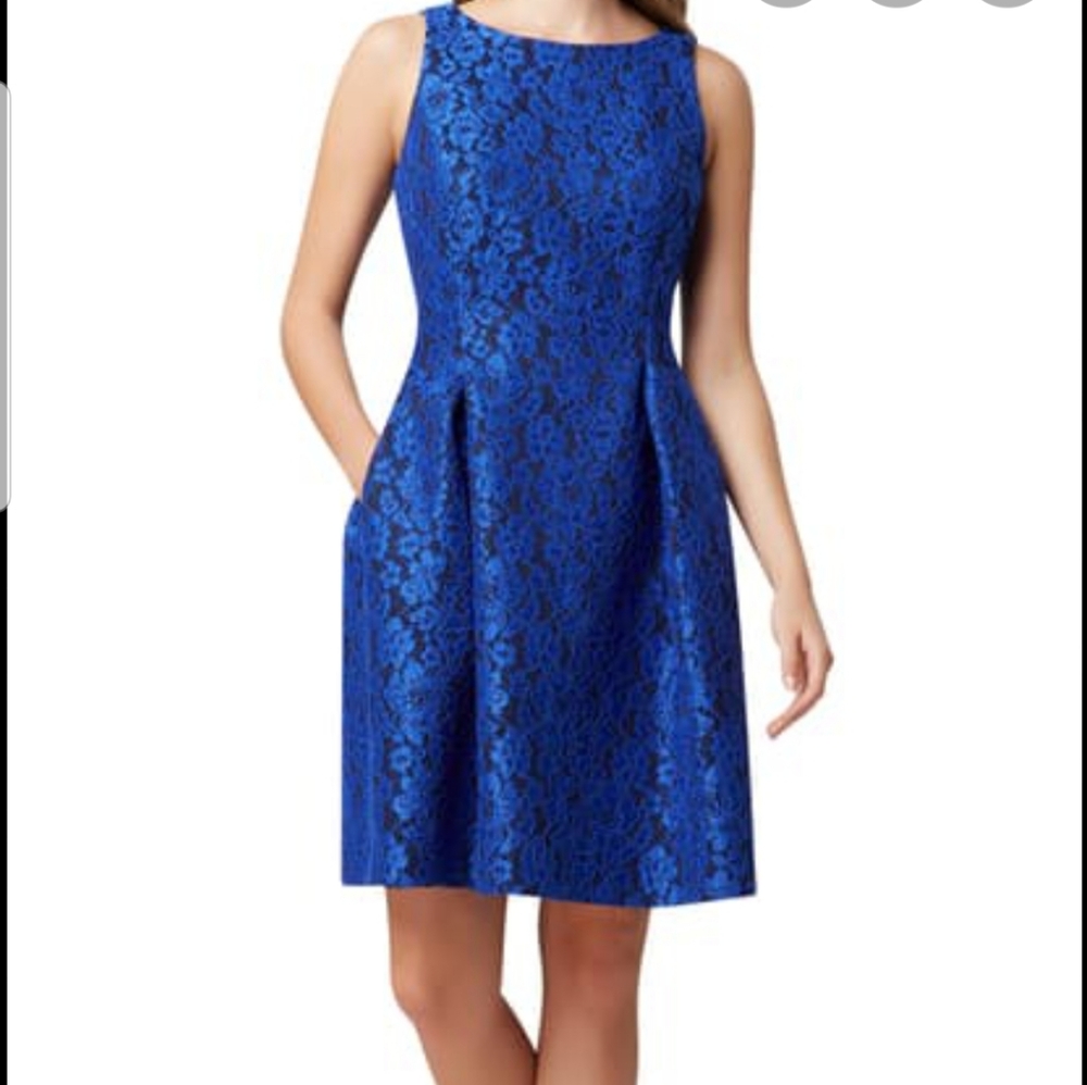 Tahari Sleeveless Scuba Lace Fit Dress